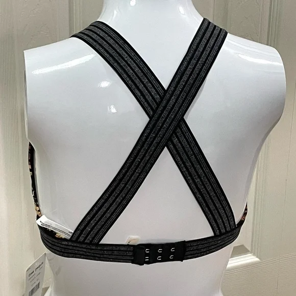 Free People Printed Practice Makes Perfect Active Bra Crossback Black Combo NWT - Picture 3 of 16